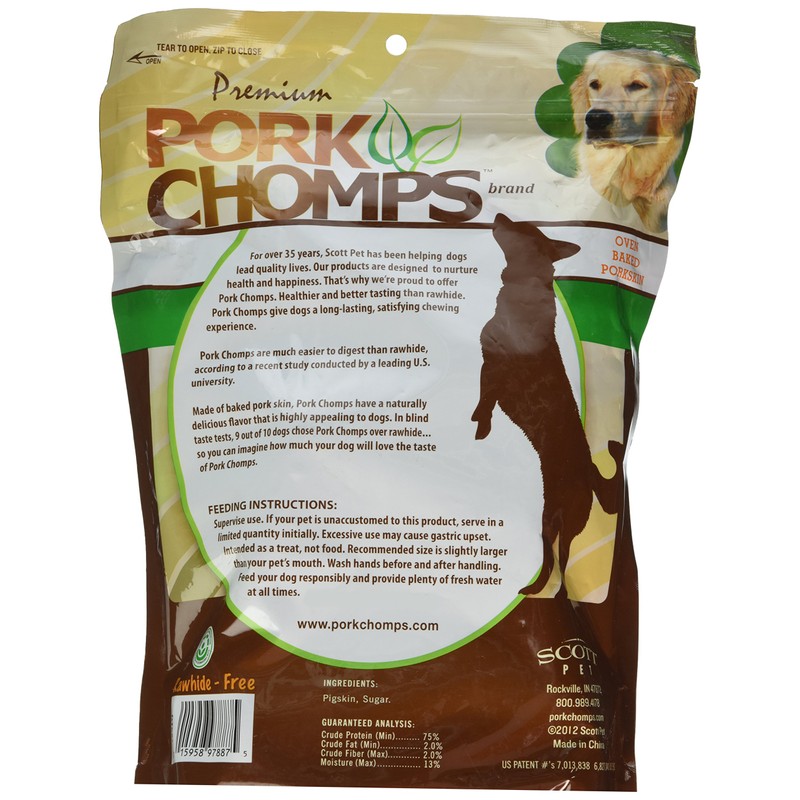 Premium Pork Chomps Baked Knotz Pork, 7", 8Ct