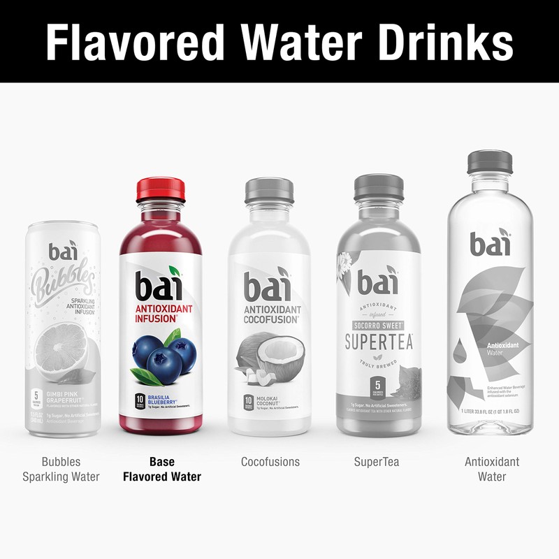 Bai Flavored Water, Brasilia Blueberry, Antioxidant Infused Drinks, 18 Fluid
