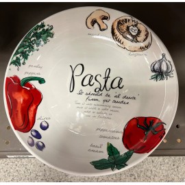 KLOC White Porcelain Pasta Serving Bowl 11in Vegetable and Herb KLOC With Label