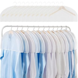 HOMURY Pack of 12 White Garment Bags: Transparent Dust Protection Shoulder Cover, Garment Bag, Suit Garment Protector, Garment Bags, Mothproof for Suits, Dresses, Coats, Jackets, Shirts, Evening