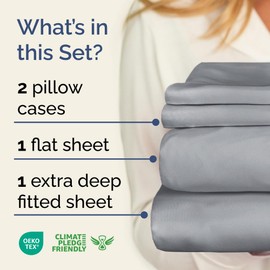 Extra Deep Twin Sheet Set - 4 Piece Breathable & Cooling Sheets - Hotel Luxury Bedding Set with 18-24 Inch Extra Deep Pockets - Easy Fit - Super Soft, Wrinkle Free and Comfy - Steel Blue, Twin Size