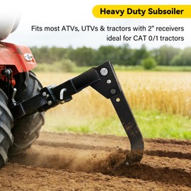 Heavy Duty Hitch Mounted Trencher 3 Point Hitch Subsoiler Lawn Ripper for ATV UTV Tractor 16" Adjustable Shank Plow 2 Replaceable Teeth