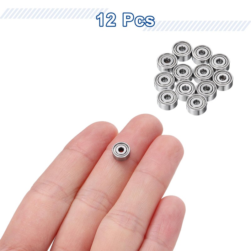 sourcing map 12Pcs MR72ZZ Small Bearing, 2mm ID 7mm OD