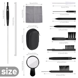 Hearing Aid Cleaning Kit 13 Pcs Hearing Aid Cleaner Black Hearing Aid Cleaning Tools,Hearing Aids Cleaning Kit Includes Hearing Aid Cleaning Brush,Magnifier,Ventilation Rod,Screwdriver,Storage Bag