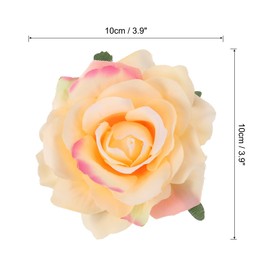QUARKZMAN Pack of 5 Rose Hair Clips Flower 4 Inch Hair Clip Women's Multicoloured Hair Pins Flowers Hair Accessories for Girls Dancer Party Wedding Beach Colourful Yellow