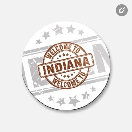 Unbranded Indiana Grunge Welcome Travel | 4'' X 4'' Round Decorative Magnet