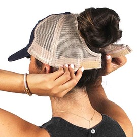 Ponyflo Mesh Back Ponytail and Messy Bun Ponycap with Full Back Opening… (Emily Navy)