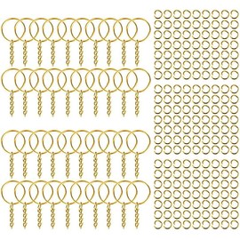 50 Argollas para Llaveros con Cadena y Anillos, Kit para Hacer Llaveros Metal Resistente Ai Oxido, Incluye 50 Anillos de Salto Abiertos, para Manualidades, Joyeria Diy y Organizar Llaves