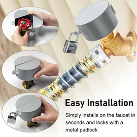 Outdoor Faucet Lock，Water Hose bib Spigot Lock Stainless Steel Cover & Padlock Kits for 1-1/2 to 3 in Dia valvehandles,Faucet Covers for Outside，Prevent Water Theft(Silver)