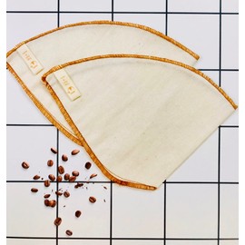 Reusable Organic Cotton Pour Over Cone Filters (2 pack No2) Cotton Coffee Filter Sock Washable Coffee Filter Bag 100% Cotton For Coffee Machine and Pour Over Coffee (2 packs, No:2)