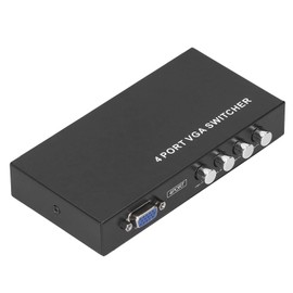 PUSOKEI 4 Port VGA Switcher, Drive 4 Port VGA Switcher SVGA Monitor Sharing Switch Box 4 in 1 Out for LCD PC TV Monitor