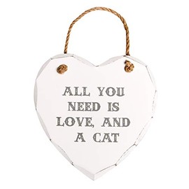 Sass & Belle All You Need is Love & a Cat Heart Plaque