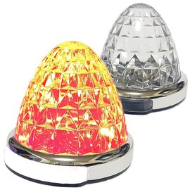 Customize 12V 24V Truck LED Marker Lamp with Shoulder Light Function Side Marker Plated Ring 5 Sides Crystal Cut 22 LEDs Universal Blue Yellow Red White Amber Color (Red, Set of 2)