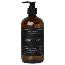 River Birch Apple Cider Scented Natural Hand Soap - Handmade Organic Hand Soap - Moisturizing Hand Wash with Amber Glass Dispenser - Luxury Scented Hydrating Hand Soap - Vegan and Non-Toxic - 16 Fl Oz