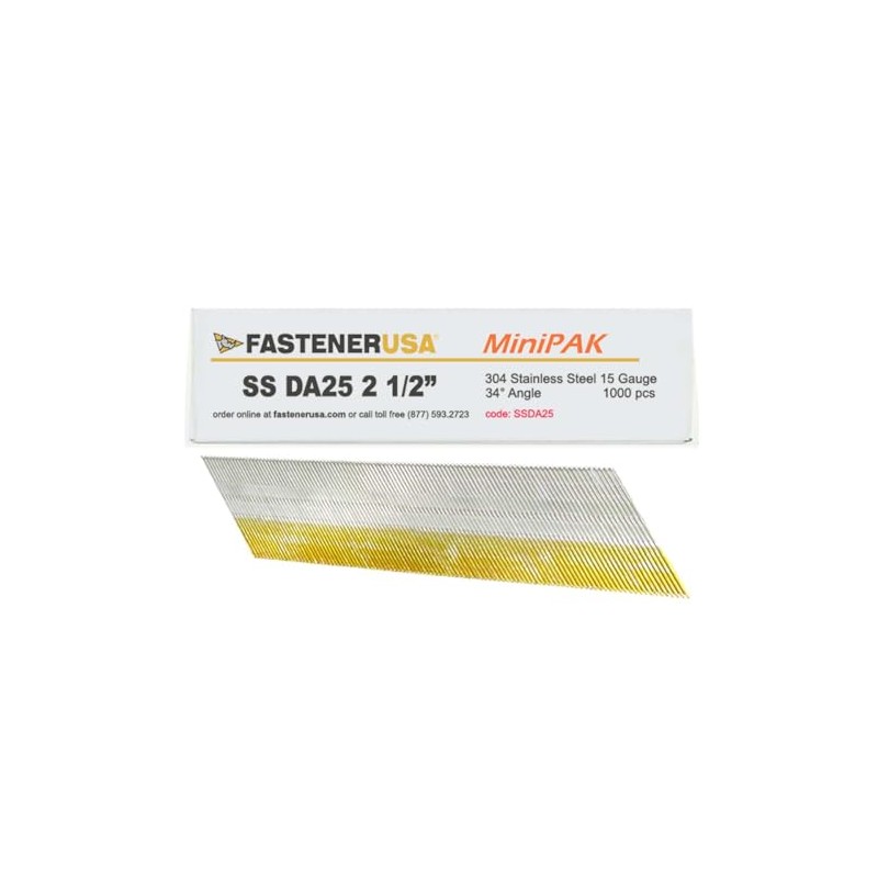 2-1/2" DA25 Angle Finish Nails 15GA 304SS 1,000ct
