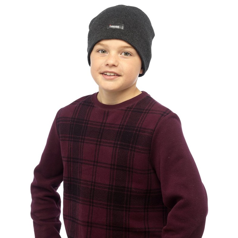 Rjm Children's Thermal Thinsulate Beanie Hat Grey 7-10 Years