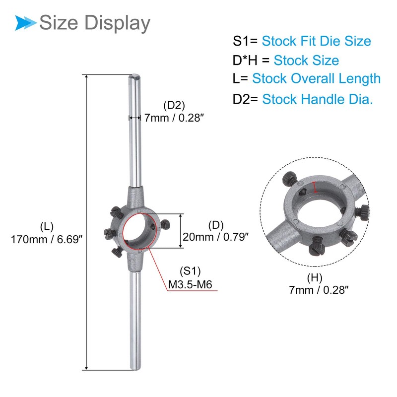 CoCud Die Stock Handle Set, M3.5x0.6 Thread Die & Fit