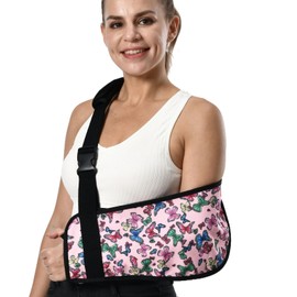 Ledhlth Arm Sling for Broken Arm Torn Rotator Cuff Shoulder Elbow Wrist injury Printed Brace Support for Adults and Women (Butterfly)