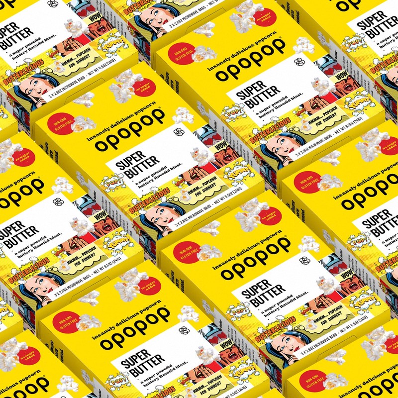 Opopop Traditional Microwave Popcorn - Super Butter 9-Pack - Butter