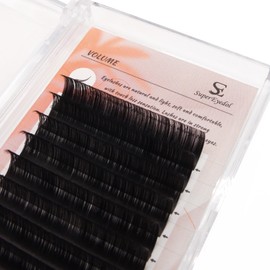 SuperEyedol Volume 0.05mm Eyelash Extensions Professional Salon Supplies J,B,C,CC,D,DD Curl 8-15mm Faux Mink Individual Lashes Volume Matte Black Soft Rapid Blooming Lashes (J-13mm)