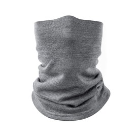 Villand 100% Merino Wool Neck Gaiter for Men and Women, Double Layer Seamless Neck Warmer for Winter Sports with Gift Box (Gray)