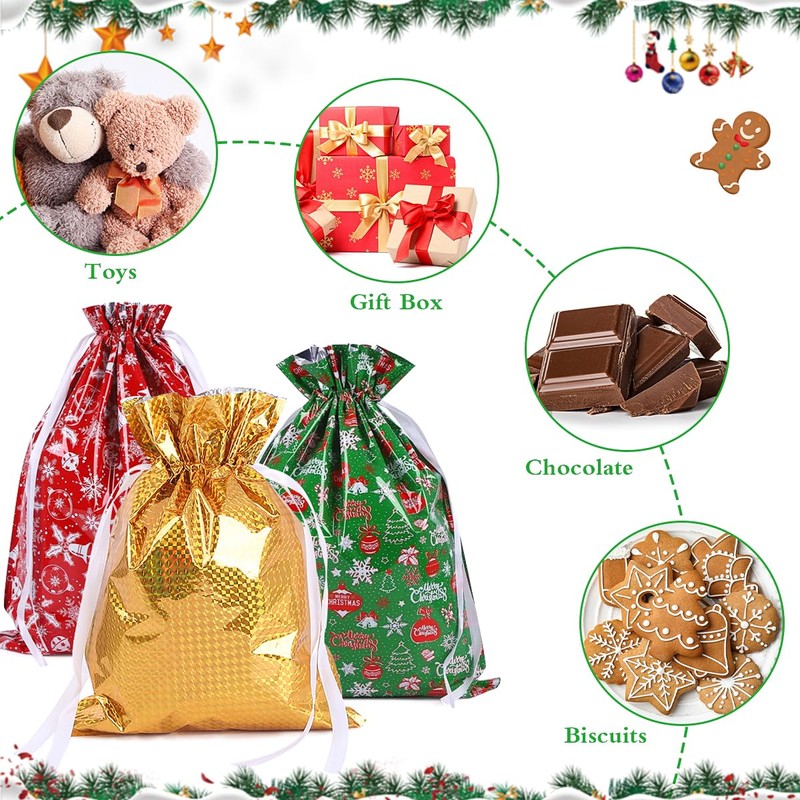 43 * 58cm Large Size Xmas Drawstring Present Wrapping Bag,