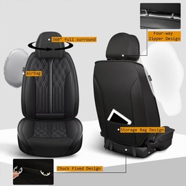 DISUTOGO 2 Front Car Seat Cover Fit for Ford F-150 2009-2023 2024,Faux Leather Breathable Waterproof F-150 Seat Covers Automotive Cushion Protector Compatible with Airbag(2 Seats,Black)