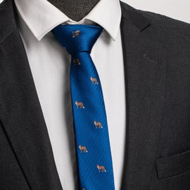 HAWSON Coyote Pattern Skinny Tie 2.5 Inch Width Wildlife Jacquard Necktie for Weddings, Hunting Lodge Parties Woodland Creature Themed Humorous Accessories