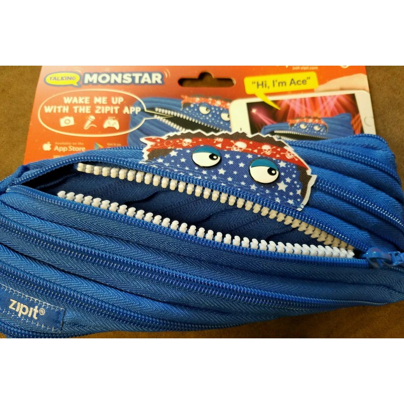 ZIPIT Talking Monstar Monster Talking Pouch Blue Pencil Pouch Ace