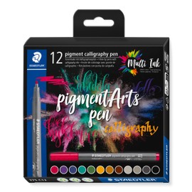 STAEDTLER 375 C12 Pigment Arts Calligraphy Pen - Assorted Colours (Pack of 12)