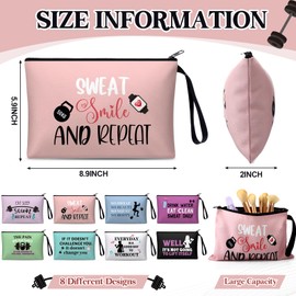 SilTriangle 8 Pcs Workout Cosmetic Bags Workout Gifts Funny Sports Lover Gym Gifts Gym Fitness Makeup Bags for Women Body Builder Zipper Pouch for Fitness Bodybuilding Lovers (Colorful)
