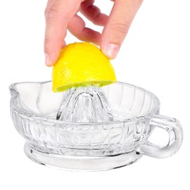 HFEHSKJ Glass Lemon Squeezer, Citrus Juicer Manual Hand Squeezer with Handle and Pour Spout, Clear Lemon Manual Extractor Small Handheld Orange Juicer