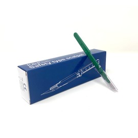 Disposable Safety Scalpels Sterile Surgical Blade Size 10 Stainless Steel with Plastic Handle & Metric Line Individually Foil Wrapped Box of 100