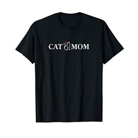 Cat Mom Simple Letter Type with Kitty Icon Cute Heart Design T-Shirt