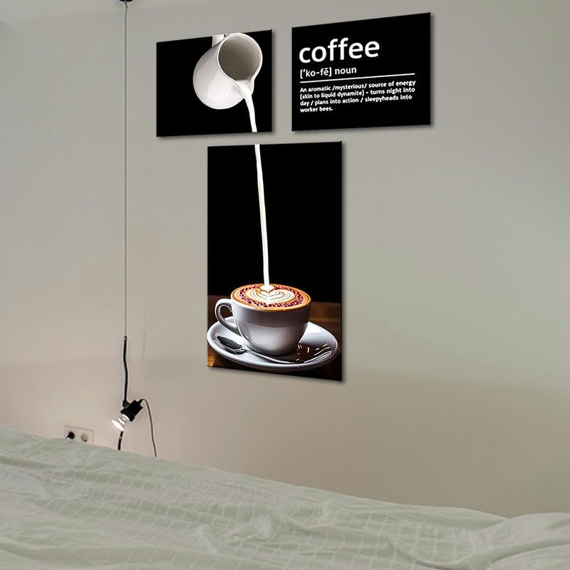 burkfeeg Coffee Bar Wall Decoration, Pack of 3 Kitchen Posters,
