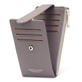 ZRTARY Slim Card Holder Wallets for Women RFID Bifold Card Case Money Organizer with Zipper Pocket