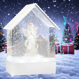 VITAKEO-Angel Musical Snow Globe - Praying Angel Statue Lights Festival Decor for Home, Mother's Day, Birthday Present,Remembrance Present,Festival Present. (7.8x5.1×2.7")