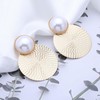 Inateannal Boho Texture Disc Dangle Earrings Large Round Pearl Stud