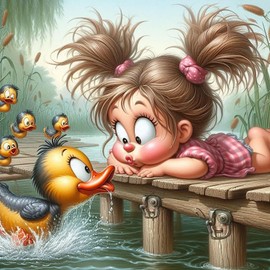 RYMILIE Girl and The Duckling Diamond Art Painting Kits for Adults-Round Full Drill Diamond Painting Kits for Beginners-DIY 5D Diamond Gem Art Kits for Adults for Gift Home Wall【11.8x11.8inch】