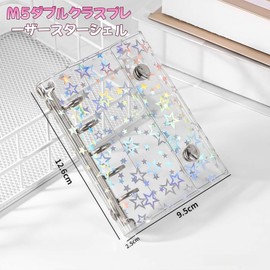 Sticker Book, Star Pattern, Clear Binder, M5/A6 Size, Includes 20 Refills, Hologram Design, Girls, Transparent, Sticker Notebook, For Promotion, Cute, Decoration Notebook, Collectible, Notebook Binder