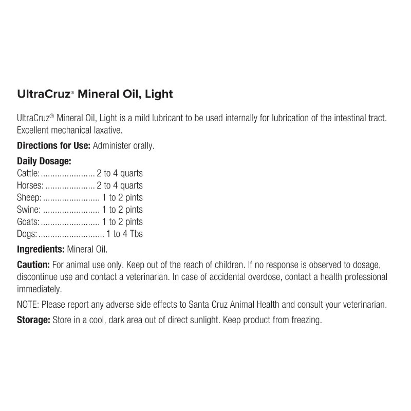 UltraCruz Mineral Oil Light Supplement for Horses, Livestock and Dogs,