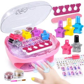 Nail Polish Kit For Girls 7-12 Years Old, Nail Art Toys For Girls Age 5 6 7 8 9 10 11 12, Nail Art Studio With Pink Nail Dryer For Girls, Ideal Christmas Birthday Gifts For Girls