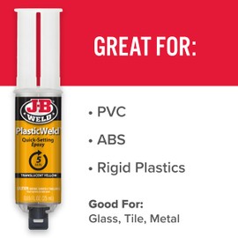 J-B Weld JB Weld 50132UK 50132 JB Plastic Weld Syringe 25ml, Transluscent Yellow, 25 ml