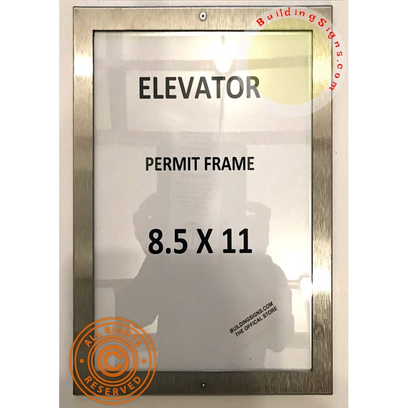 BUILDINGSIGNS.COM Elevator Permit Frame 8.5X11 (Lockable, Stainless Steel, Heavy Duty-Commercial