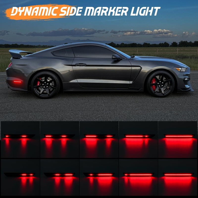 Aexploer LED Side Marker Lights Compatible with Mustang S550 GT