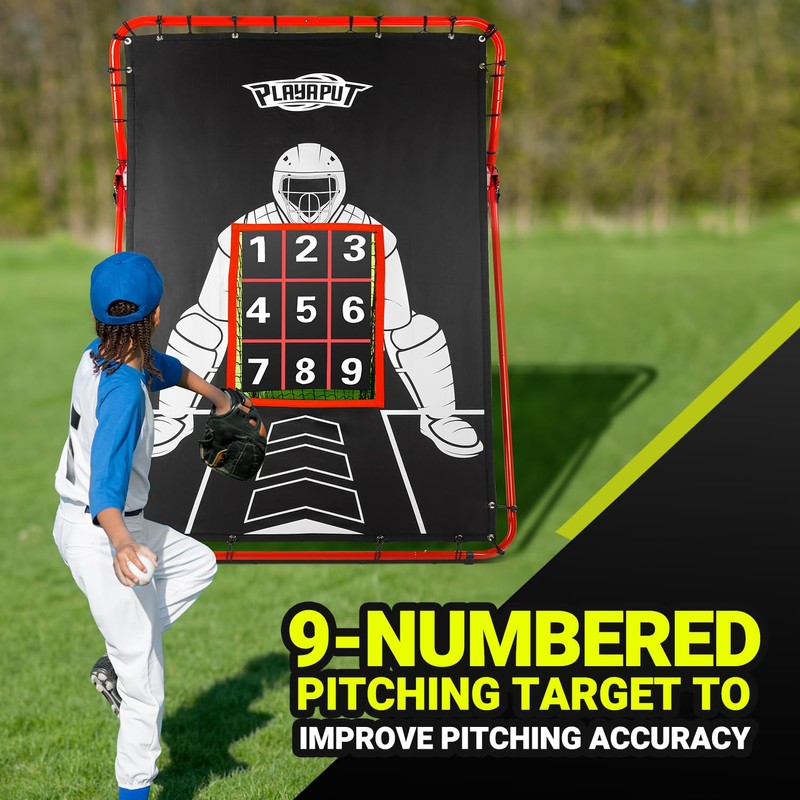 PLAYAPUT 2 in 1 Baseball Rebouder Net and Pitching Net,