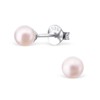 Bungsa Women's Stud Earrings Pearls 925 Sterling Silver 4 mm,