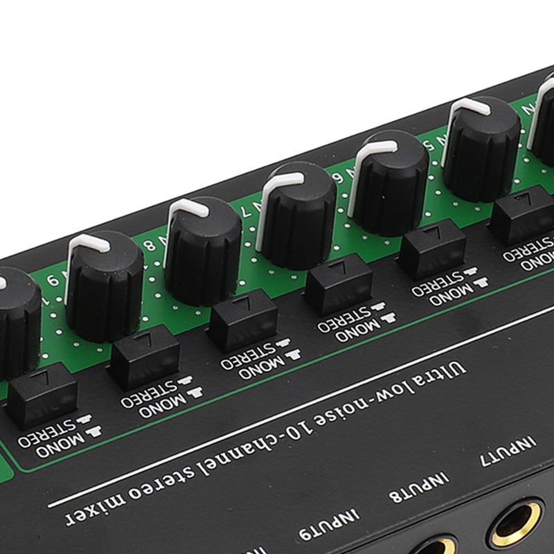 10 Channel Sound Mixer Independent Volume Control Knob Professional Multichannel