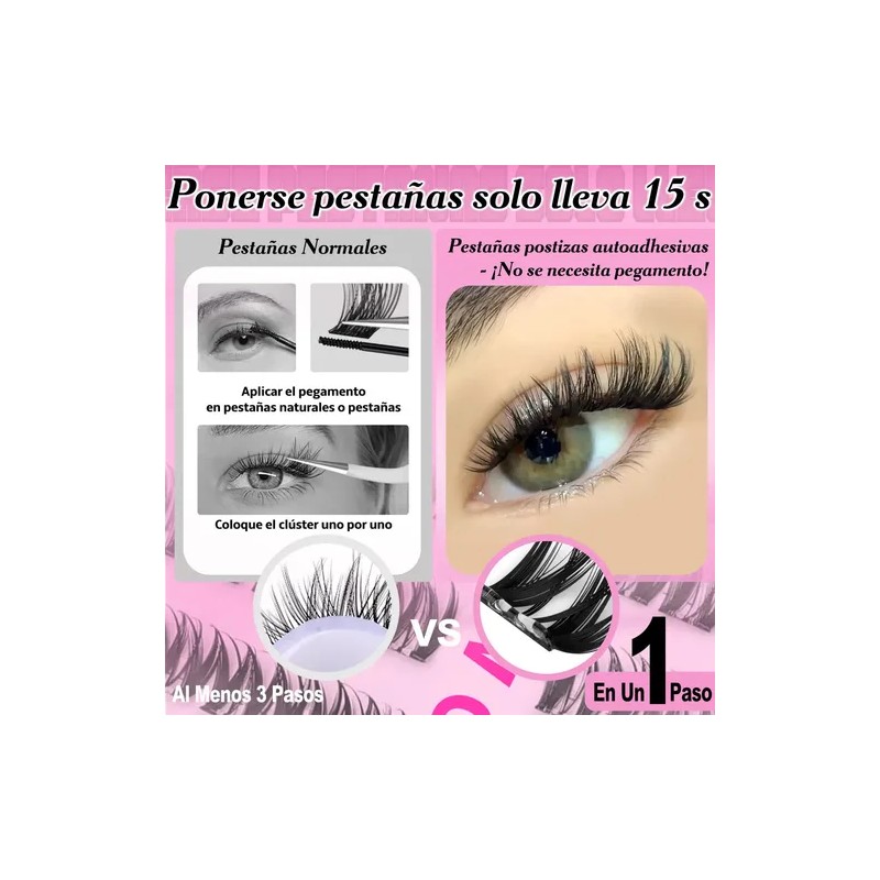 Wosheer Pestañas Postizas Autoadhesivas Sin Pegamento 10-16mm longitud mixta curva