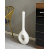 Uniquewise QI003692L.WT Tall Narrow White Fiberglass Modern Floor Hole Vase